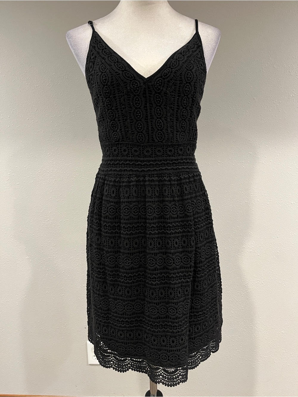 Abercrombie & Fitch Black Lace V-Neck Spaghetti Strap Mini Dress
